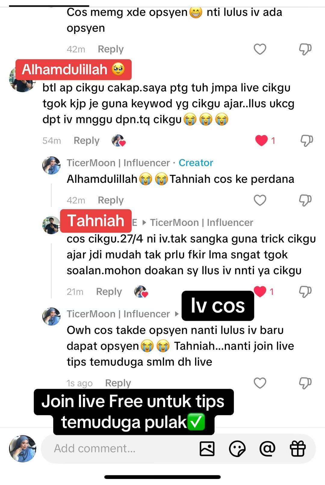 Testimoni calon Ticer Moon 3